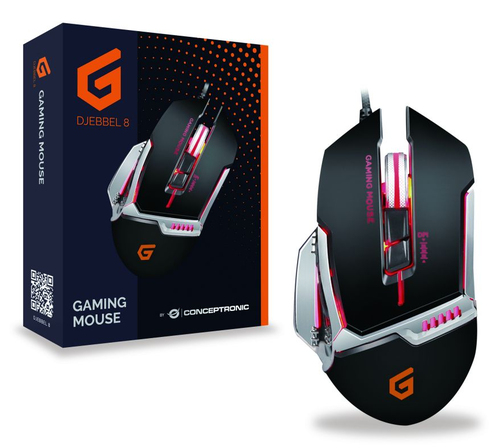 Conceptronic DJEBBEL 8, Gaming USB Mouse, Optical, USB/A, 4000 DPI