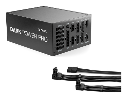 Dark Power Pro 13 1600W power supply with modular cables and branding