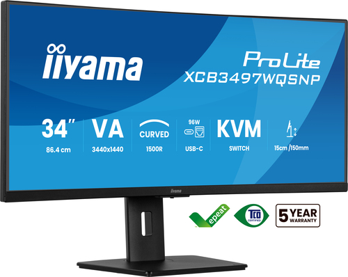 iiyama ProLite, 34’’ UltraWide Quad HD curved monitor - LED, Black