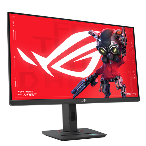 ASUS XG27ACMS LCD monitor image highlighting sleek gaming design