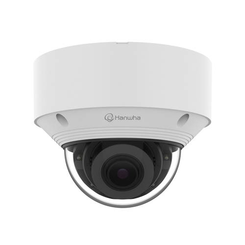 Hanwha PoE dome camera with IK10 and IP66 protection for professional surveillance systems