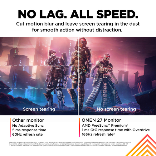 HP OMEN, 27 inch FHD 165Hz Gaming Monitor - LCD,  Black