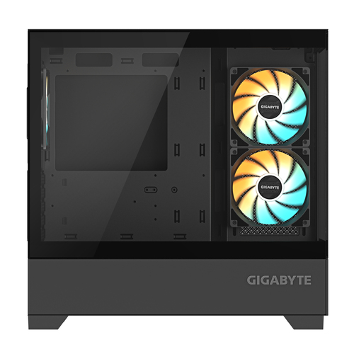 fully assembled GIGABYTE C201 tower showing sleek design and airflow setup