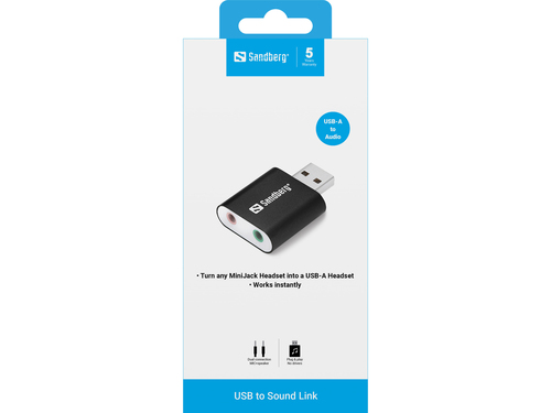 Sandberg USB to Sound Link 2.0 Channel External USB Audio Adapter