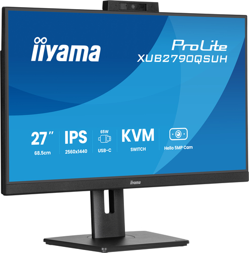 iiyama ProLite 27" QHD monitor front view, black, USB-C, LED display