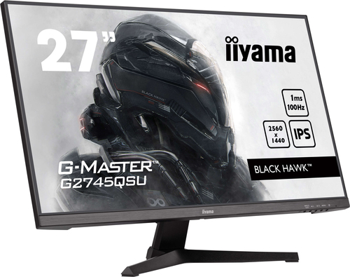 iiyama G-MASTER LED monitor on desk setup with clear wide 27 inch screen