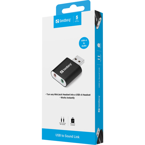 Sandberg USB to Sound Link 2.0 Channel External USB Audio Adapter