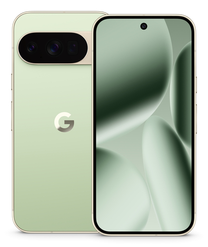 Google Pixel 10 Pro rear view triple camera 50 MP green finish