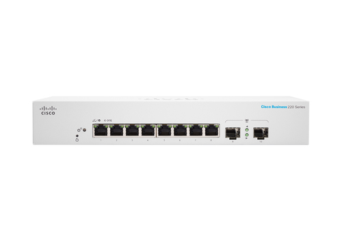 Cisco Business(CBS220-8T-E-2G-UK), 8 Port GE, 2x1G SFP, L2, Managed Smart Switch