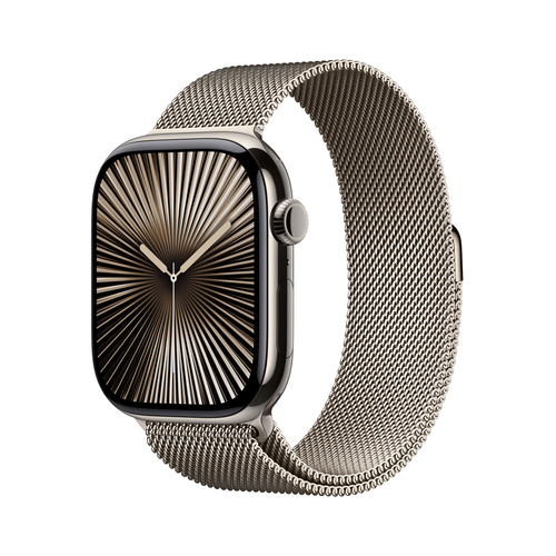Apple Smartwatch Series 10 Titanium case front view with digital OLED display