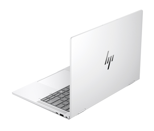 HP EliteBook X Flip G1i Next Gen AI PC side view, slim 14 inch business laptop with premium build.