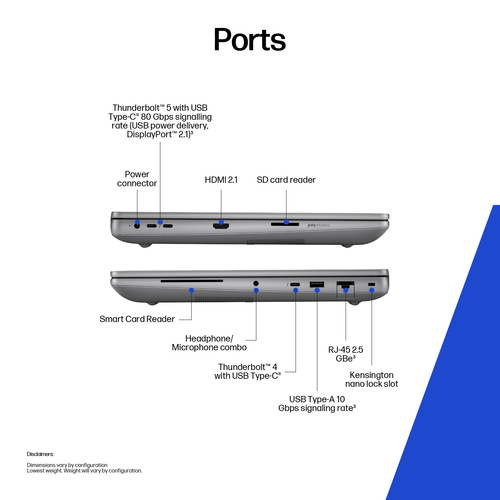 HP ZBook Fury G1i,  Intel Core Ultra 5, 32GB/1TB, 16 Inch 4K, W11 Pro - 98L38ET