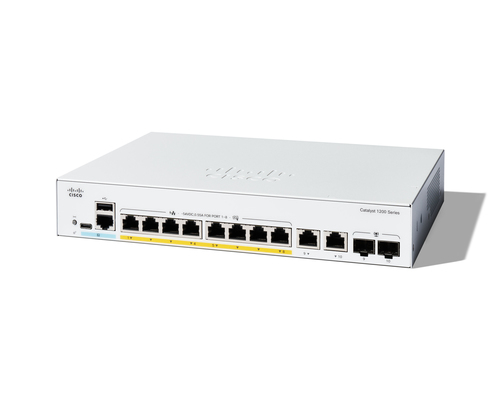 Cisco Catalyst (C1200-8FP-2G), 8 Port GE, Full PoE, 2x1GE, Managed Smart Switch