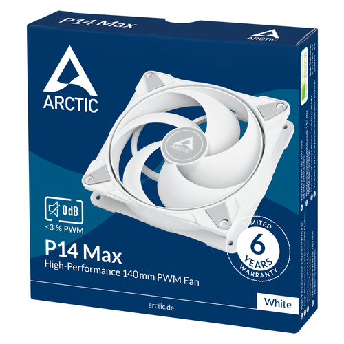 Arctic P14 Max 140 mm PWM Fan (White) – 400–2800 RPM, High Air Pressure