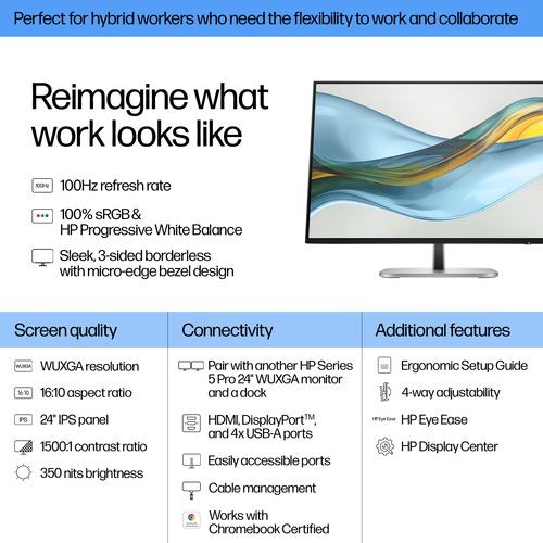 HP Series 5 Pro 24 inch, 1920 x 1200 pixels, WUXGA, LCD Monitor