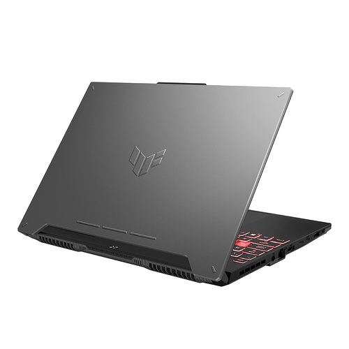 ASUS TUF Gaming A15 closed lid with laser-sculpted Jaeger Gray logo