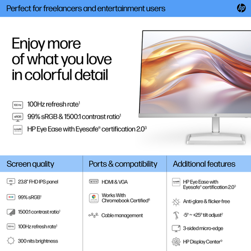 HP Series 5, 60.5 cm (23.8"), 1920 x 1080 pixels, Full HD, LCD Monitor