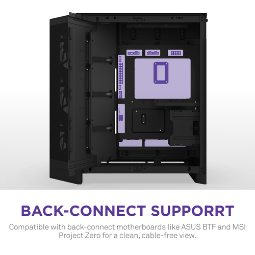 fully assembled NZXT H9 Flow tower showcasing RGB illumination and dual-chamber design