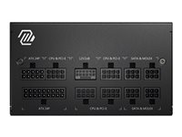 MSI MAG A850GL PCIE5 power supply rear panel showing modular ports and ATX 3.0 connectors