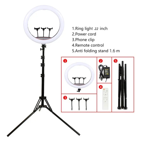 JLC ring light mounted on adjustable tripod stand