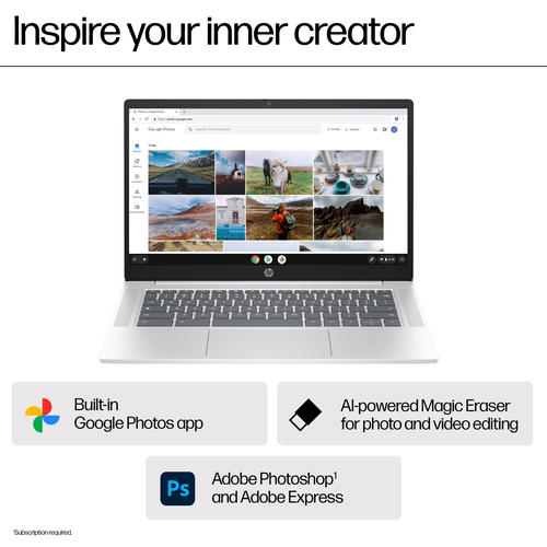 HP Chromebook 14a-nf0002na, Intel® N 14" 1366 x 768 pixels 4 GB, 128 GB ChromeOS