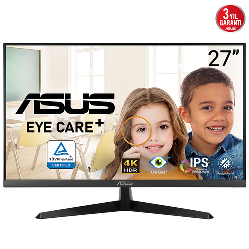 ASUS VY27UQ 27 inch monitor showing 3840 x 2160 resolution for clear visuals
