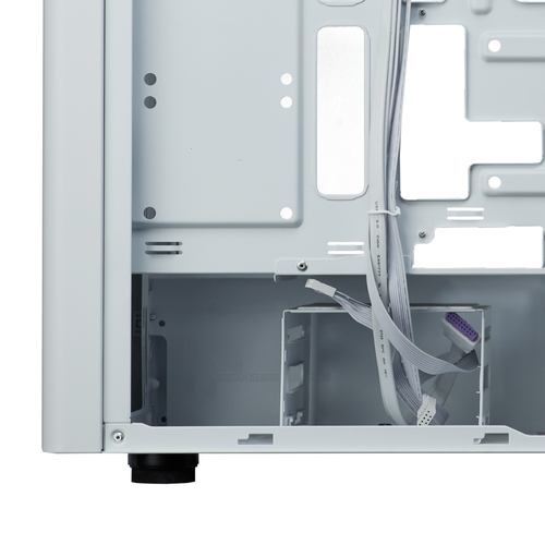 fully assembled Elite 502 showing removable HDD cage and space for hardware upgrades