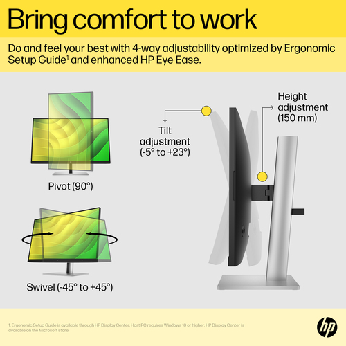 HP E24q G5 QHD Monitor, 60.5 cm (23.8"), 2560 x 1440 pixels, Quad HD LCD Monitor