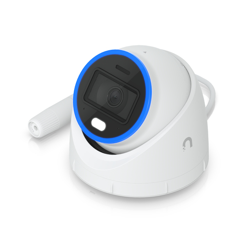 Ubiquiti AI Turret 4K IP camera mounted on outdoor wall