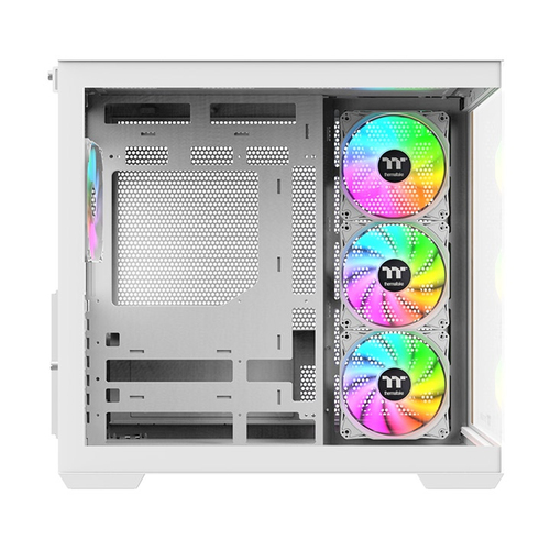 Rear panel of Thermaltake View 380 WS ARGB showing 120mm ARGB fan and PSU placement