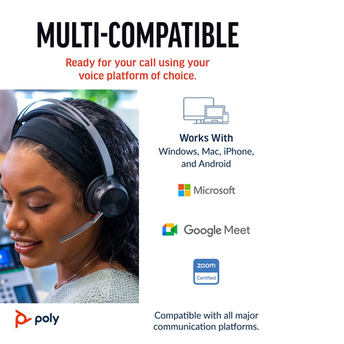 POLY Voyager (76U47AA) Focus 2 USB-C, Wireless, Headset/Headphone, Black