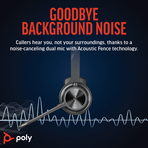 POLY Voyager 4310 UC Monaural BT700 USB-A Adapter, Wireless, 20 - 20000 Hz, Headset/Headphones, Black