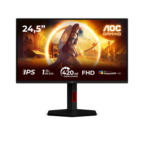 AOC G4 25G4KUR 24.5-inch Full HD LED gaming monitor with 1920 x 1080 resolution, 1 ms response, black and red