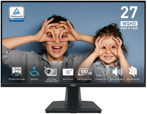 MSI Pro MP275Q 27 inch WQHD monitor photo with LED panel for office work