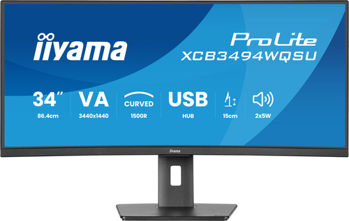 iiyama ProLite 34”, 3440 x 1440 pixels, UltraWide Quad HD, LED, curved Monitor