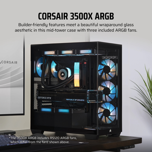 Corsair 3500X ARGB, EATX, Steel, Tempered glass, Gaming Midi Tower PC Case