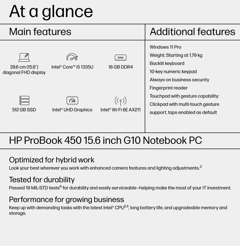 HP ProBook 450 G10 Intel® Core™ i5, 15.6" 16 GB, 512 GB