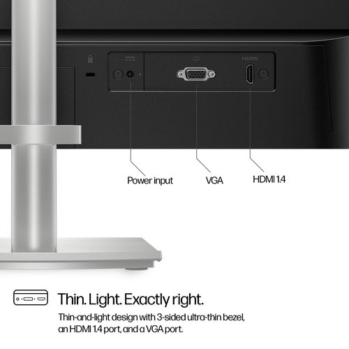HP Series 5 23.8 inch FHD Height Adjust Monitor 1920 x 1080pixels Full HD Silver