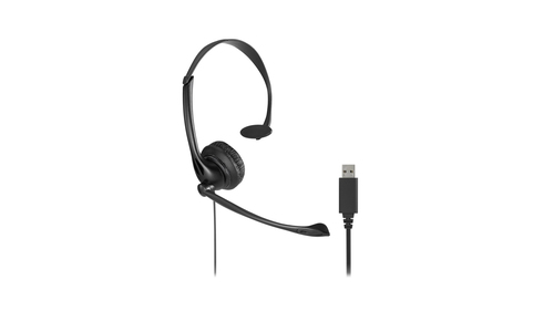 Kensington USB Mono with Inline Controls, Wired, Headset/Headphones, Black