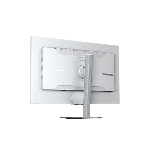 GIGABYTE M27UP ICE gaming monitor image with clean white frame on desk setup