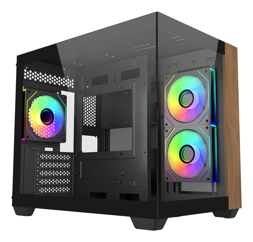 Cooler Master Elite 481 Wood, Mini Tower, mini-ITX, micro ATX, Tempered glass PC Case