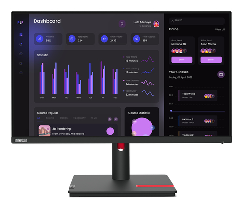 Lenovo ThinkVision T24i-30, (23.8"), 1920 x 1080 pixels, Full HD, LED Monitor