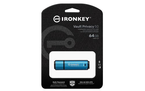 Kingston Vault Privacy 64GB secure USB drive with USB-A connector