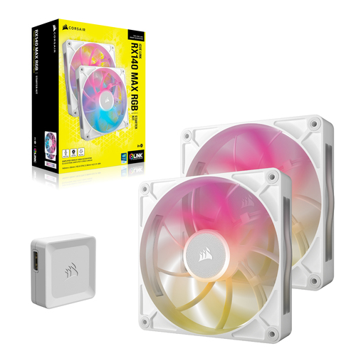 Corsair iCUE LINK RX140 MAX RGB, Fan, 14 cm, 300 RPM, 1600 RPM, White