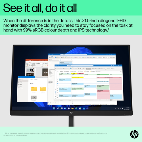 HP E-Series E22 G5 FHD Monitor, (21.5"), 1920 x 1080 pixels, Full HD LCD Monitor