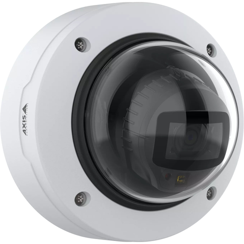 Axis P3278-LV 8 MP IP Security Dome Camera mounted on a black ceiling indoors