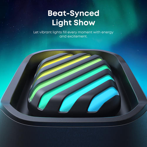 Soundcore Boom 2 Pro black speaker placed on beach for outdoor use