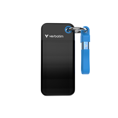 Verbatim Pocket SSD 1TB USB-C 3.2 Gen2 Portable SSD, 1000MB/s, Black/Blue