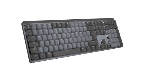 Logitech MX Mechanical low profile mechanical keyboard side angle view