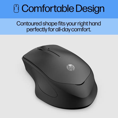 HP 280 Silent Wireless Mouse, Right-hand, Optical, RF Wireless, Black